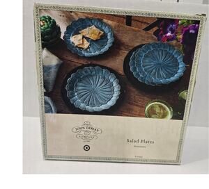 Collectible John Derian Target Salad Plates Set of 4 Blue Stoneware NIB